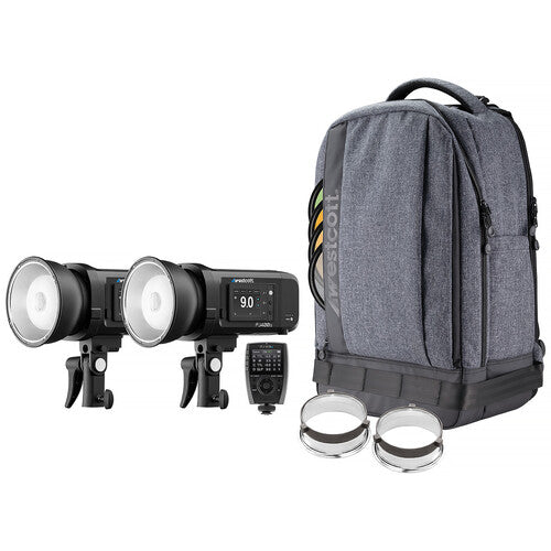 Westcott FJ400 II 400Ws Touchscreen Strobe with FJ-X3 M Universal Trigger (2-Light Backpack Kit)