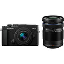 OM SYSTEM PEN Mirrorless Camera with 14-42mm III and 40-150mm R Lenses (Black)