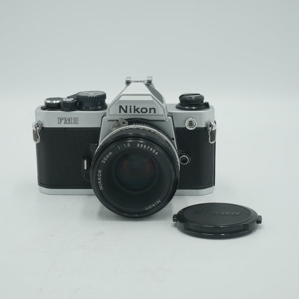 Nikon FM2N 35mm Camera Body, Chrome with 50mm F/1.8 Lens *USED*