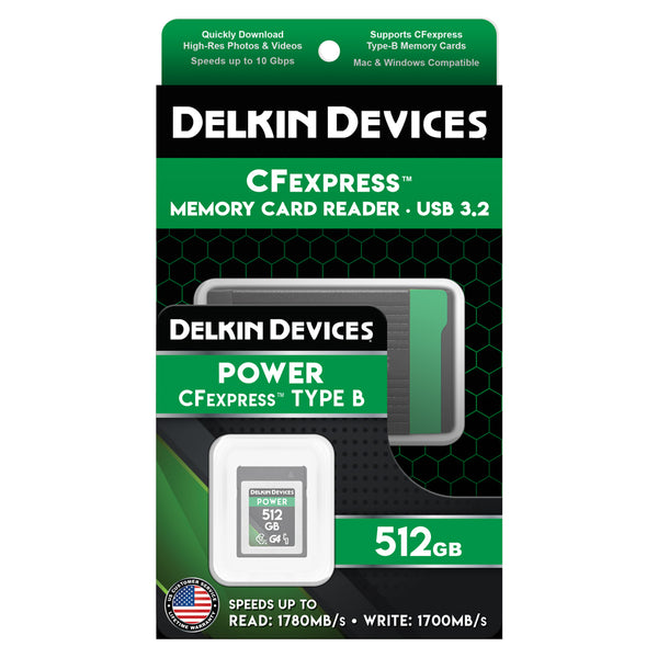 DELKIN POWER CFexpress™ Type B G4 512GB Memory Card & Memory Card Reader Bundle
