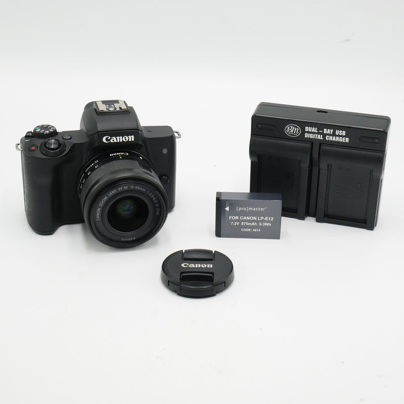 Canon EOS M50 Mirrorless Digital Camera with 15-45mm Lens (Black) *USE