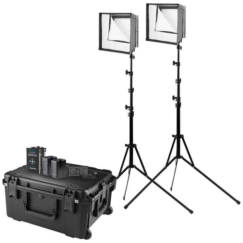 Westcott Flex Cine Bi-Color LED 2-Light Travel Kit with Mini V-Mount Batteries (1' x 1')