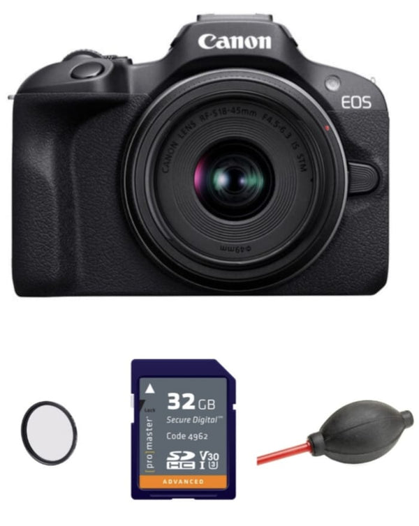 Canon EOS R100 Mirrorless Camera with 18-45mm Lens Package