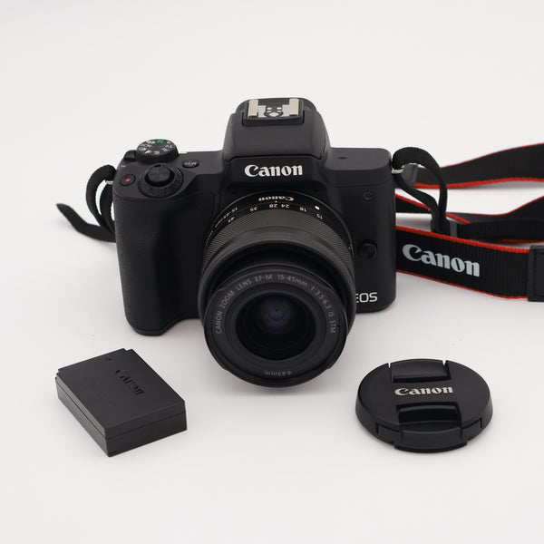 Canon EOS M50 Mark II Mirrorless Camera with 15-45mm Lens (Black) *PREOWNED