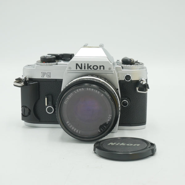 Nikon FG 35mm Camera Body, Silver with 50mm F/1.8 Lens *USED*