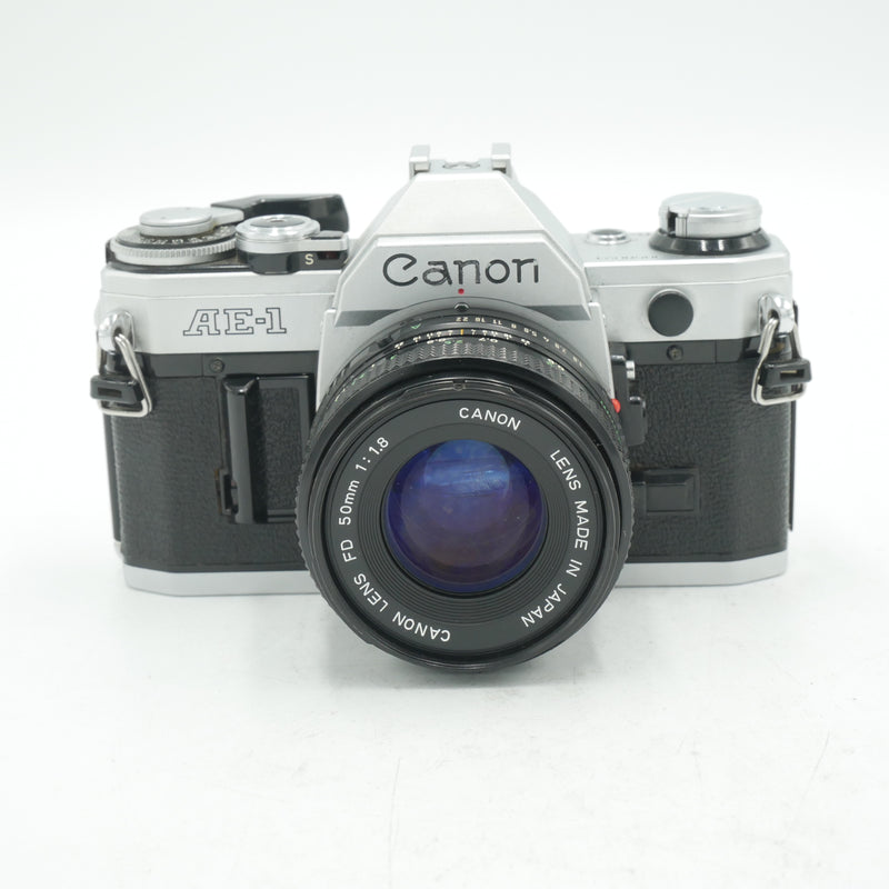 Canon AE-1 Program 35mm Camera Body, Chrome with 50mm F1/1.8 Lens*USED*