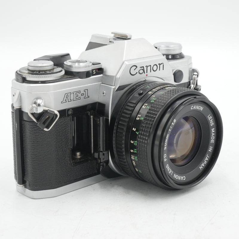 Canon AE-1 Program 35mm Camera Body, Chrome with 50mm F1/1.8 Lens*USED*