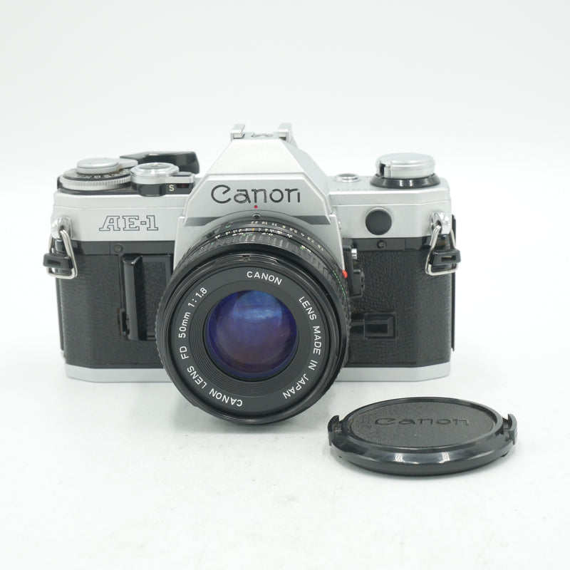 Canon AE-1 Program 35mm Camera Body, Chrome with 50mm F1/1.8 Lens*USED*