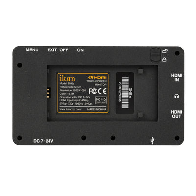 Ikan 5" 4k Support HDMI On-Camera Field Monitor w- Touch Screen
