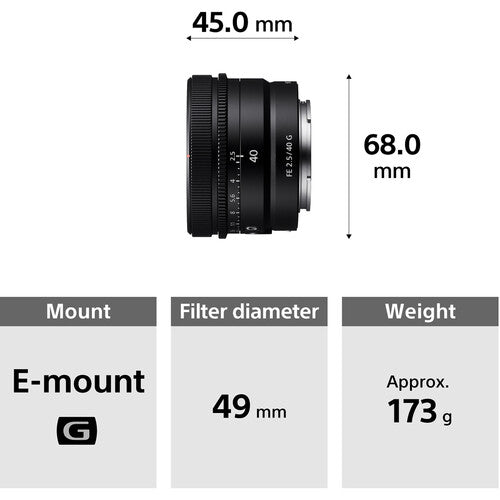 Sony FE 40mm f/2.5 G Lens