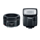 Buy Canon EF 50mm f/1.8 STM Lens + Speedlite EL-100 Creative Photography Kit front