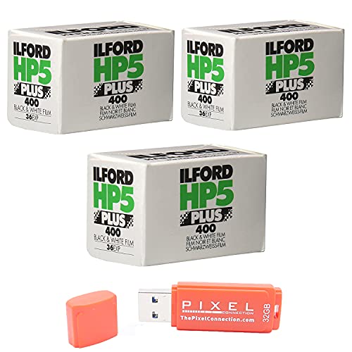 Buy Ilford HP5 Plus 400 Film, 35mm 36 Exposures (3 Pack) with 32GB USB flash drive