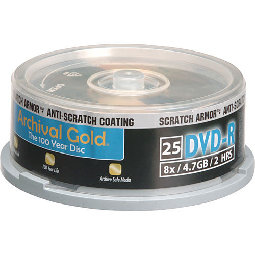 Delkin Devices DVD-R Archival Gold 'Scratch Armor' Recordable Disc (Spindle Pack of 25)