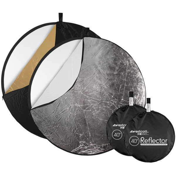 Westcott Collapsible 5-In-1 Reflector With Gold Surface (2-Pack, 40'')