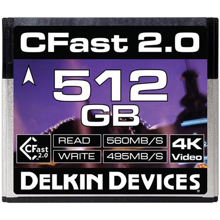 Delkin Devices 512GB Cinema CFast 2.0 Memory Card, 560MB-s Read and 495MB-s Write