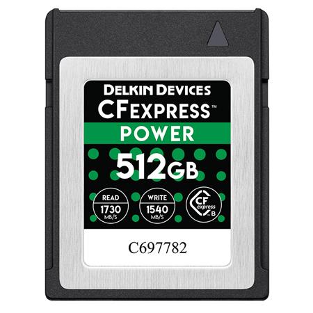 Delkin Devices 512GB CFexpress 1.0 POWER Memory Card, 1730MB-s Read, 1540MB-s Write