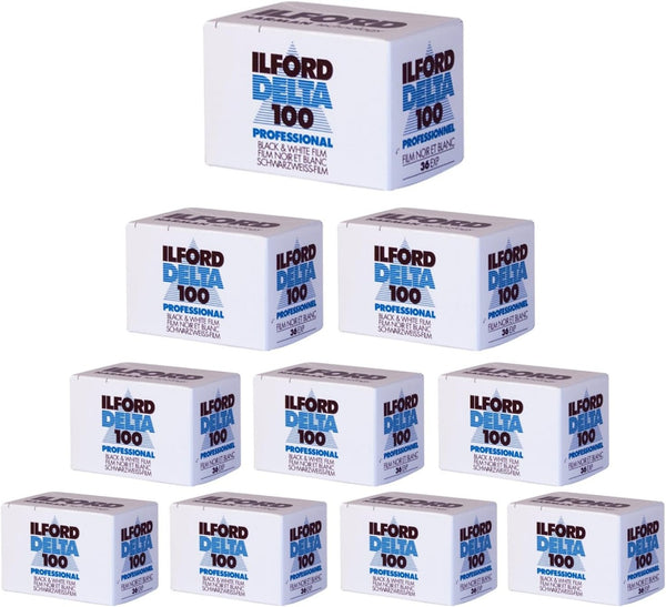 10 Pack of Ilford 1780624 Delta 100 Professional Black-and-White Film, ISO 100, 35mm 36-Exposure
