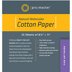 Buy Promaster Natural Watercolor Cotton Paper - 8 1/2''X11'' - 25 Sheets pack