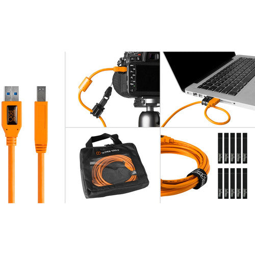 Buy Tether Tools Starter Tethering Kit with USB 3.0 Type-A to Type-B Cable (15', Orange)
